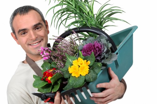 Client reviewing landscaping terms and payment details